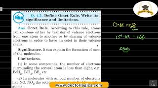 Define octet rule Limitations and significance of octet rule chemical bonding chemistry class 11 [upl. by Coppola]