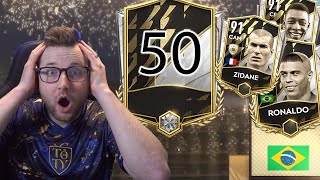 I Opened 50 Base Icon Exchanges to Try and Pack Zidane Ronaldo or Pelé in FIFA Mobile 22 [upl. by Iznil]