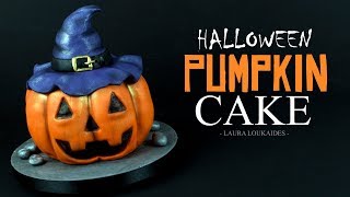 How to Make a Halloween Pumpkin Cake  Laura Loukaides [upl. by Enelahs]