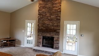 Stone veneer fireplace remodel [upl. by Eselahs]