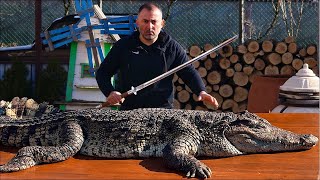 CROCODILE on the GRILL Shish kebab from Crocodile  GEORGY KAVKAZ [upl. by Tubb]