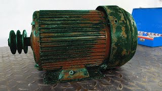 QH Restoration of Old Strange Rusty Damaged 3 Phase Motor Restoration of Burnt 3 Phase Motor [upl. by Egdirdle]