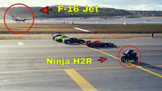 The Ultimate Race Ninja H2R Vs Jet planes amp Super Cars [upl. by Dazhehs]