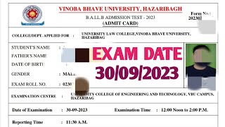 VBU BALLBLLB ENTRANCE EXAM ADMIT CARD 2023  How to download vbu llb entrance test admit card [upl. by Reywas]