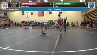 1319 Junior Men 182 Tyler Buesgens Minnesota vs Lincoln Coakley Iowa 7863312104 [upl. by Itak]