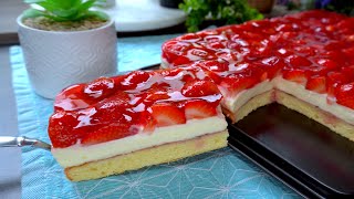 Kuchen mit unglaublichem Geschmack So lecker Erdbeerkuchen mit Vanillepudding Rezept [upl. by Annaeerb]