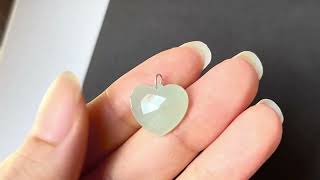 AGrade Light Green Jadeite Heart Pendant No 172451 [upl. by Shela326]