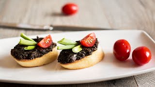 Ultra Simple Healthy Breakfast  Black Olive Paste Tapenade [upl. by Aloeda]