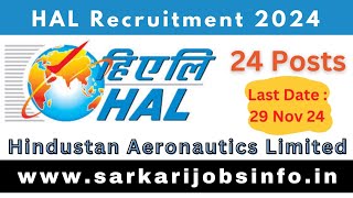 HAL Executive Recruitment 2024 Apply Online For 24 Posts  Sarkari Jobs Info [upl. by Morel929]