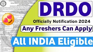 DRDO Recruitment 2023  Freshers DRDO Notification 2024  DRDO Jobs 2024  DRDO Vacancy 2024  DRDO [upl. by Bettine143]