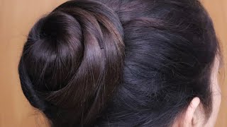 Gorgeous Daily Bun Hairstyle By Self  Perfect Juda Hairstyle Using Only Rubber band  Hairstyle [upl. by Beckerman]