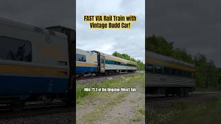 West of Cornwall ON FAST Train With F40PH2 LRC cars amp Vintage Budd Car viarail railways trains [upl. by Kuebbing778]