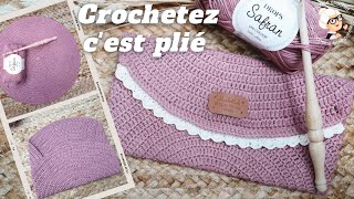 UN CERCLE  UNE ADORABLE POCHETTE  PLIAGE ORIGINAL CROCHET TUTO pas a pas facile Mamie Crochet [upl. by Oinegue626]