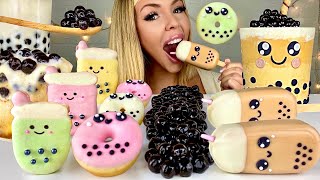 ASMR BUBBLE TEA CAKE TAPIOCA BOBA LAVA CAKE CAKE POPSICLES MUKBANG 먹방 [upl. by Arihsaj]