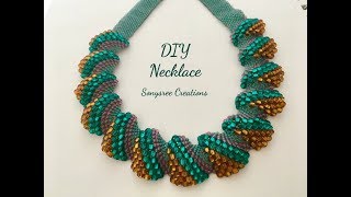 Flat Cellini Stitch Beaded Necklace  Super Easy Tutorial 👍🏻 [upl. by Tunk238]