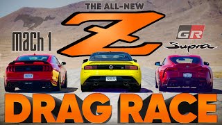 How fast is the new 50k Nissan Z — New Z vs Supra vs Mustang Mach1 — Cammisas Drag Race Replay [upl. by Gnat]