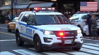 NYPD Police cars responding with horn rumbler siren and lights [upl. by Aivilys]