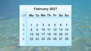 February 2027 Calendar [upl. by Ericksen]