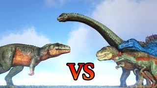 Carcharodontosaurus vs Rex Spino amp other ARK Dinosaurs  ARK Modded 3  Cantex [upl. by Maer]