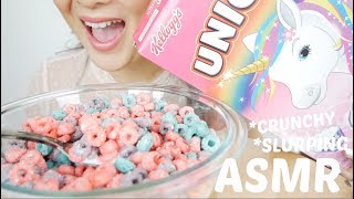 Limited Edition UNICORN CEREAL ASMR Slurping Crunchy Eating Sounds  NE Lets Eat [upl. by Iraj]