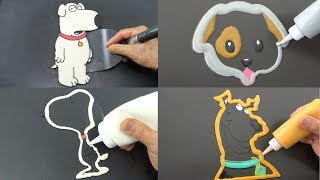 Dog Cartoons and Characters Pancake Art  Family Guy Brian Dog Emoji Snoopy Scooby Doo [upl. by Onairam]