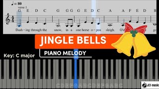 Jingle Bells Piano Melody Full Song with Lyrics  Beginners Piano Tutorial  Slow tempo [upl. by Ennyl]