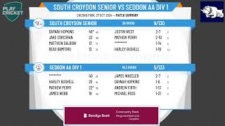 South Croydon Senior v Seddon AA Div 1 [upl. by Saum]