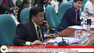 Pabagobagong salaysay ng dating amo ng kasambahay na si Elvie Vergara kinuwestyon sa Senado [upl. by Macintyre]