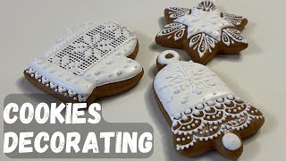 Christmas Gingerbread Cookies decorating  STAR BELL and MITTENS [upl. by Bartie931]