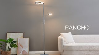 Lampadaire chromé dimmable double éclairage LED  Pancho [upl. by Ardnait312]