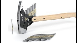 Hammer with Collated Nail Dispenser  Michael Young patent pending [upl. by Ecirtap]