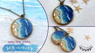 JustHandmade Epoxy resin jewelry  sea waves  tutorial  ocean  sea themed necklace  DIY [upl. by Idnyc]