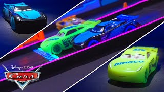 Jackson Storm Challenges Cruz Ramirez at the Glowing Racetrack  Pixar Cars [upl. by Yeslaehc589]