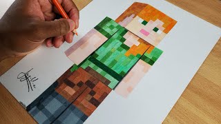 Drawing ALEX from Minecraft [upl. by Enyrehtak]