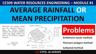 WRE Module1 PART08 Average Precipitation or Mean Rainfall computation over a catchment area [upl. by Anafetse]