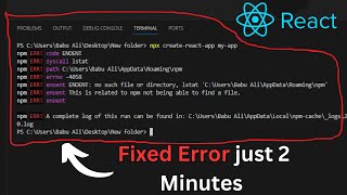 How To Fix npx createreactapp myapp Error In React js In hindi reactjs [upl. by Rehoptsirhc]