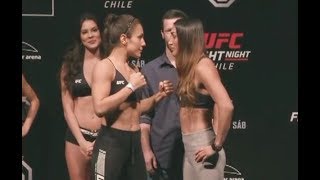 Alexa Grasso vs Tatiana Suarez  Weighin FaceOff  UFC Fight Night Maia vs Usman  rWMMA [upl. by Ludlew]