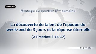 11022024 Message du quartier 6ème semaine [upl. by Eimmat]