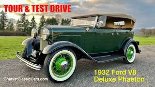 TOUR AND TEST DRIVE 1932 Ford V8 Deluxe Phaeton  Charvet Classic Cars [upl. by Sema]