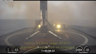 SpaceX Starlink 144 launch and Falcon 9 first stage landing 10 March 2024 [upl. by Anauqed337]