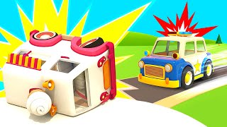 Police car saves the day An ambulance needs help NEW episodes of Helper cars cartoons for kids [upl. by Ysirhc]