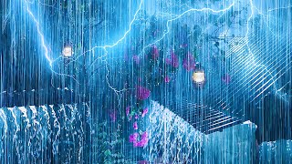 Goodbye Lassitude to Sleep Instantly with Torrential Rain amp Powerful Thunder at Rainstorm Night [upl. by Garin]