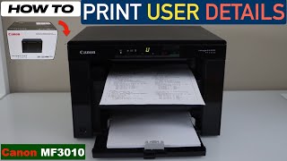 Canon Imageclass MF3010 Print User Data List [upl. by Wehttan]