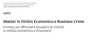 Master in Diritto Economico e Business Crime presentazione del corso [upl. by Kielty]