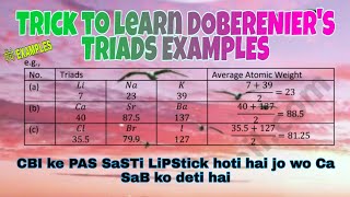 Dobereiners law of triads Examples trick for NEET  JEE  PCMB XI 2 XII  tricks [upl. by Honna]