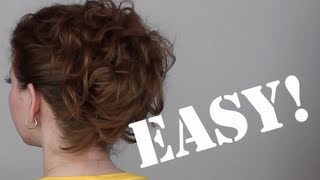 Hair Tutorial A Quick Easy and Messy Updo for Curly Hair [upl. by Tarrant]