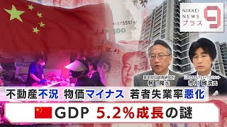 不動産不況 物価マイナス 若者失業率悪化 中国GDP 52％成長の謎【日経プラス９】（2024年1月17日） [upl. by Ahsakal]