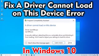 How To Fix A Driver Cannot Load on This Device Error in Windows 11 [upl. by Delphinia]