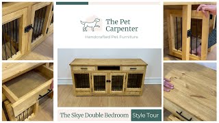 Double Dog Crate Pet Furniture Tour finished in Oak Wax [upl. by Eartnoed]