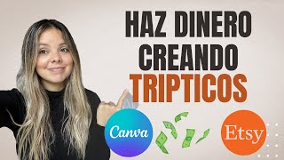 Tutorial Haz dinero en Etsy vendiendo Trípticos hechos en Canva  productos digitales [upl. by Roldan]